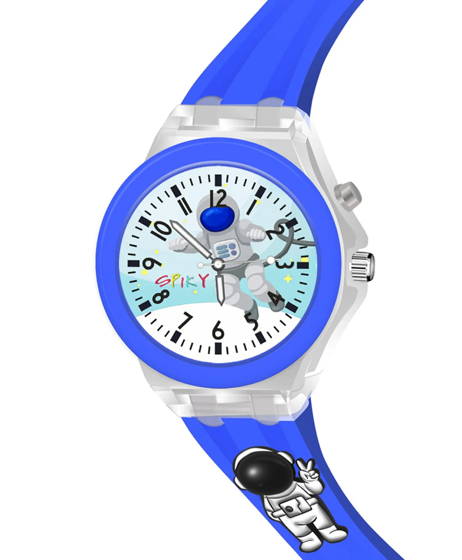 Spiky 3D Cartoon Astronaut Analog Light Watch for Kids Boys & Girls - Dark Blue