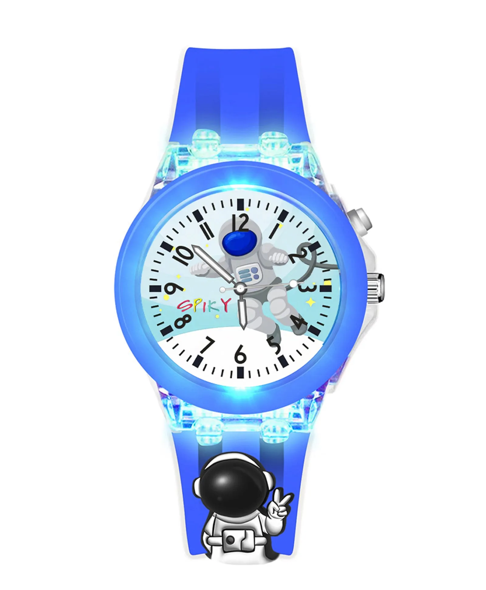 Spiky 3D Cartoon Astronaut Analog Light Watch for Kids Boys & Girls - Dark Blue