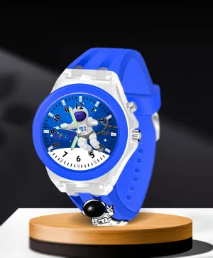 Spiky 3D Cartoon Astronaut Analog Light Watch for Kids Boys & Girls - Dark Blue