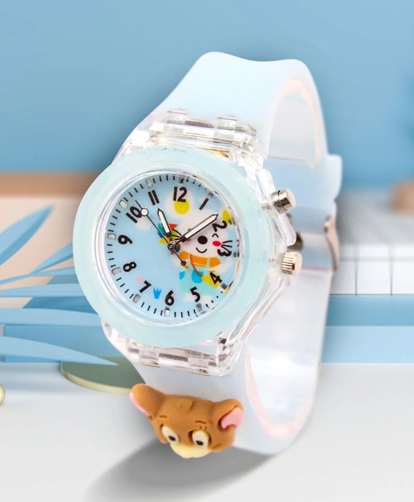 Spiky 3D Cartoon Astronaut Analog Light Watch for Kids Boys & Girls - Dark Blue