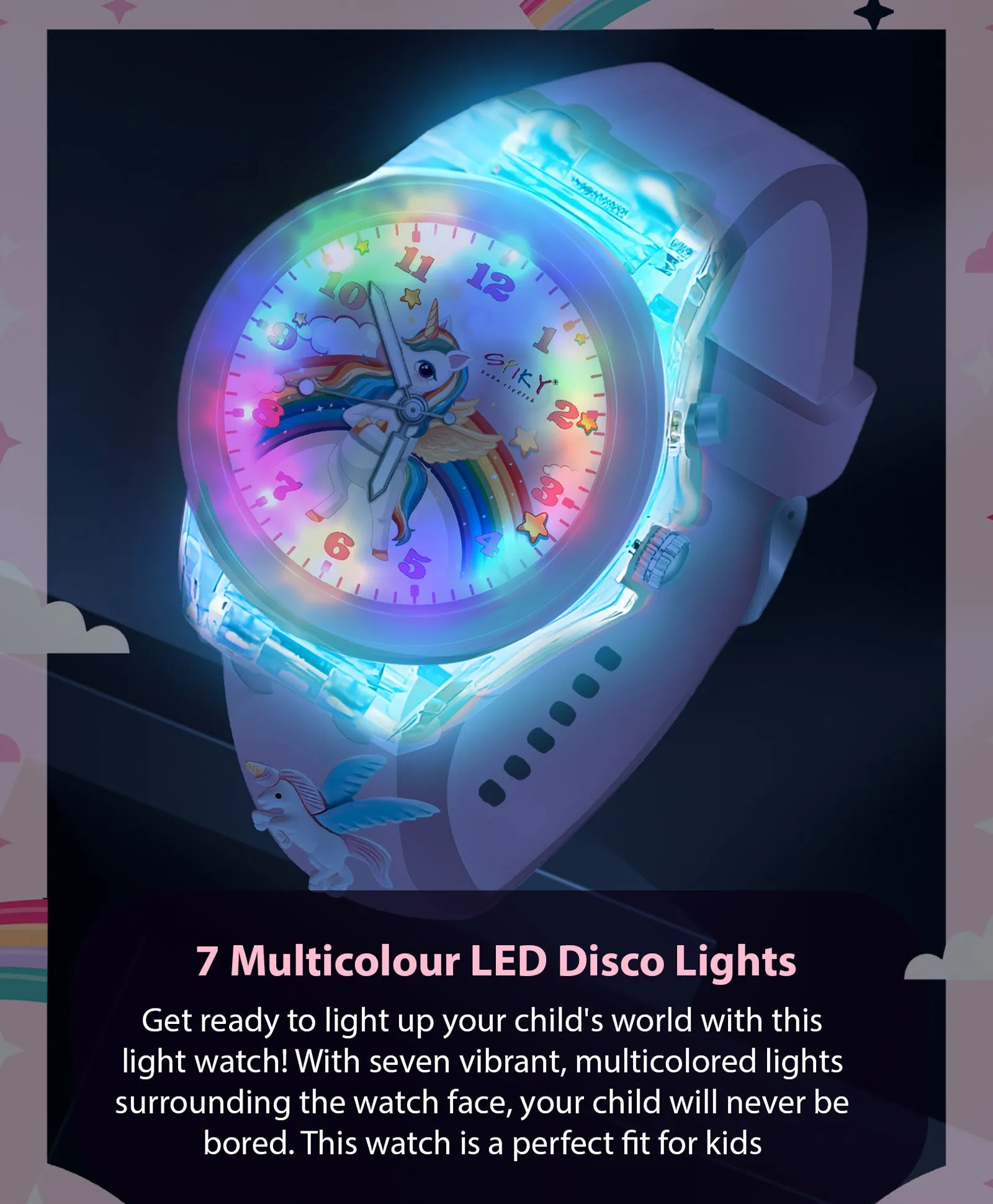 Spiky 3D Cartoon Astronaut Analog Light Watch for Kids Boys & Girls - Dark Blue