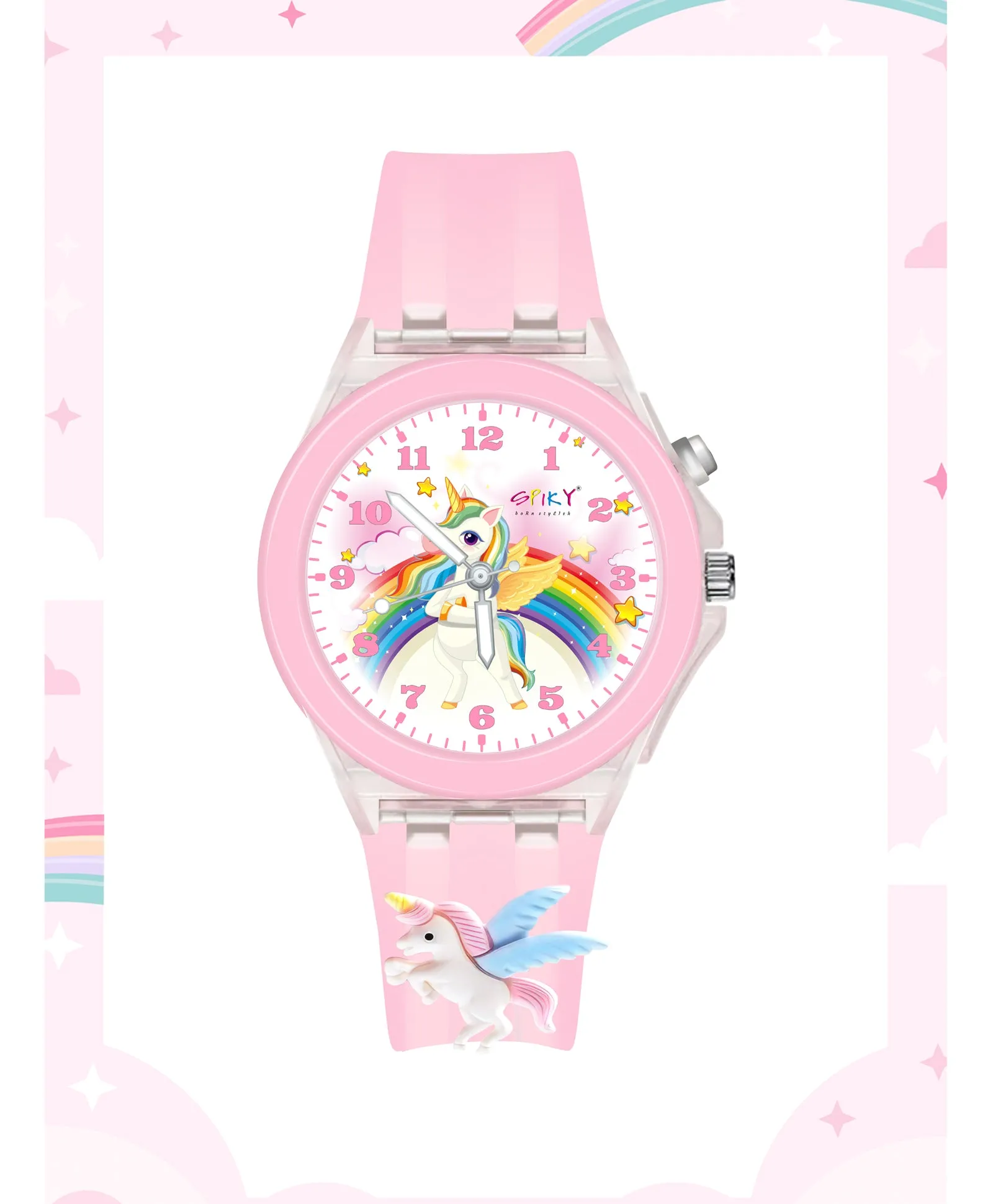 Spiky 3D Cartoon Butterfly Analog Light Watch for Kids & Girls - Purple