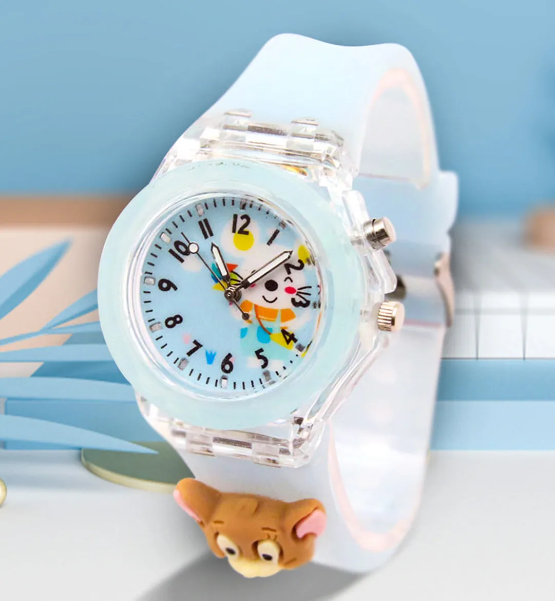 Spiky 3D Cartoon Butterfly Analog Light Watch for Kids & Girls - Purple