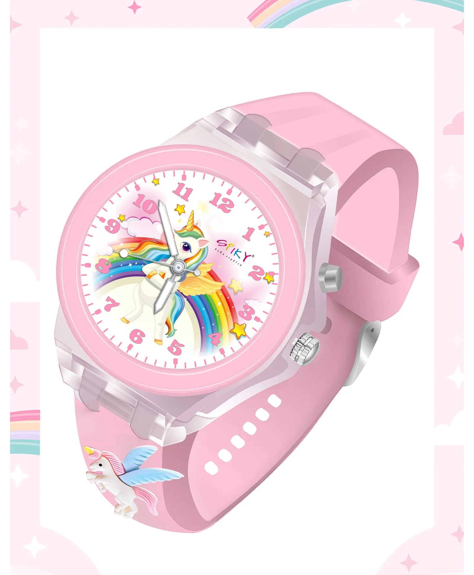 Spiky 3D Cartoon Butterfly Analog Light Watch for Kids & Girls - Purple