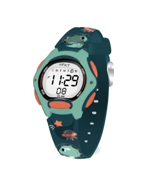 Spiky Eva18 Printed Strap Round Sports Digital Watch - Green