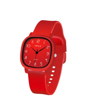 Spiky Eva19 Square Analog Watch for Kids - Red