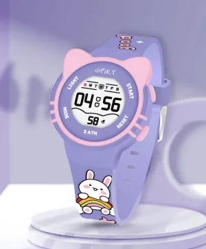 Spiky Round Cat Shaped Sports Digital Watch - Purple