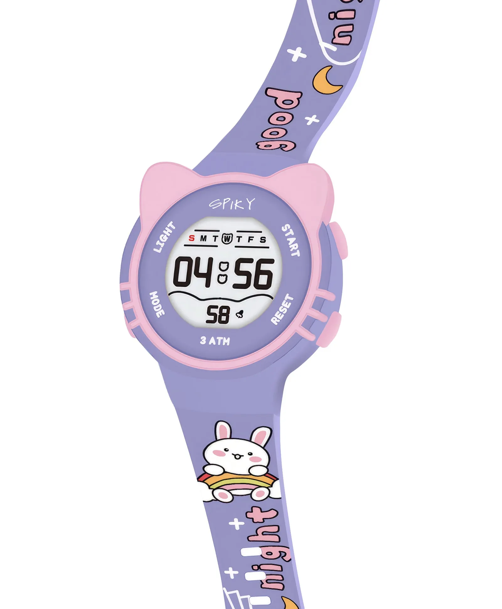 Spiky Round Cat Shaped Sports Digital Watch - Purple