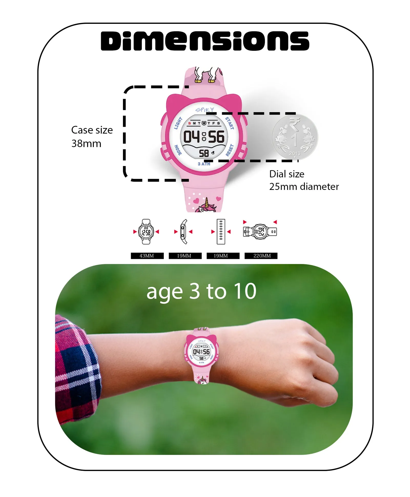 Spiky Round Cat Shaped Sports Digital Watch - Purple