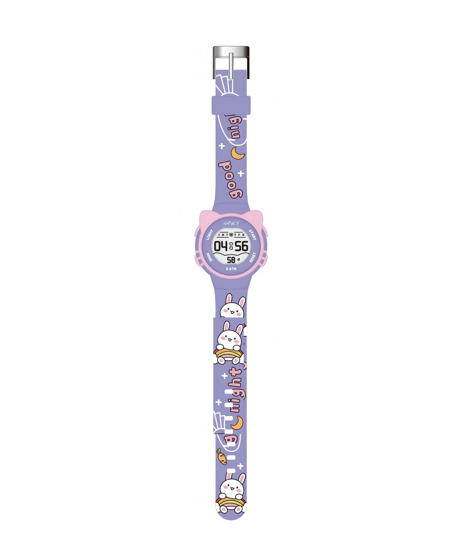 Spiky Round Cat Shaped Sports Digital Watch - Purple