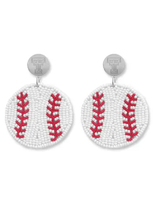 Texas Tech Red Raiders "Ace" Beaded Baseball Earrings