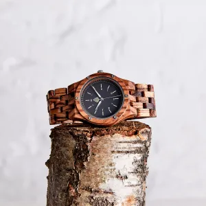 The Yew Watch - Eco-Friendly Natural Zebrawood Timepiece for Men | Handcrafted Vegan Watch