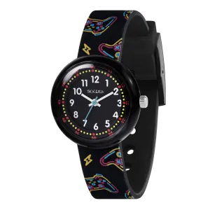 Tikkers Black Gaming Silicone Strap Watch ATK1103