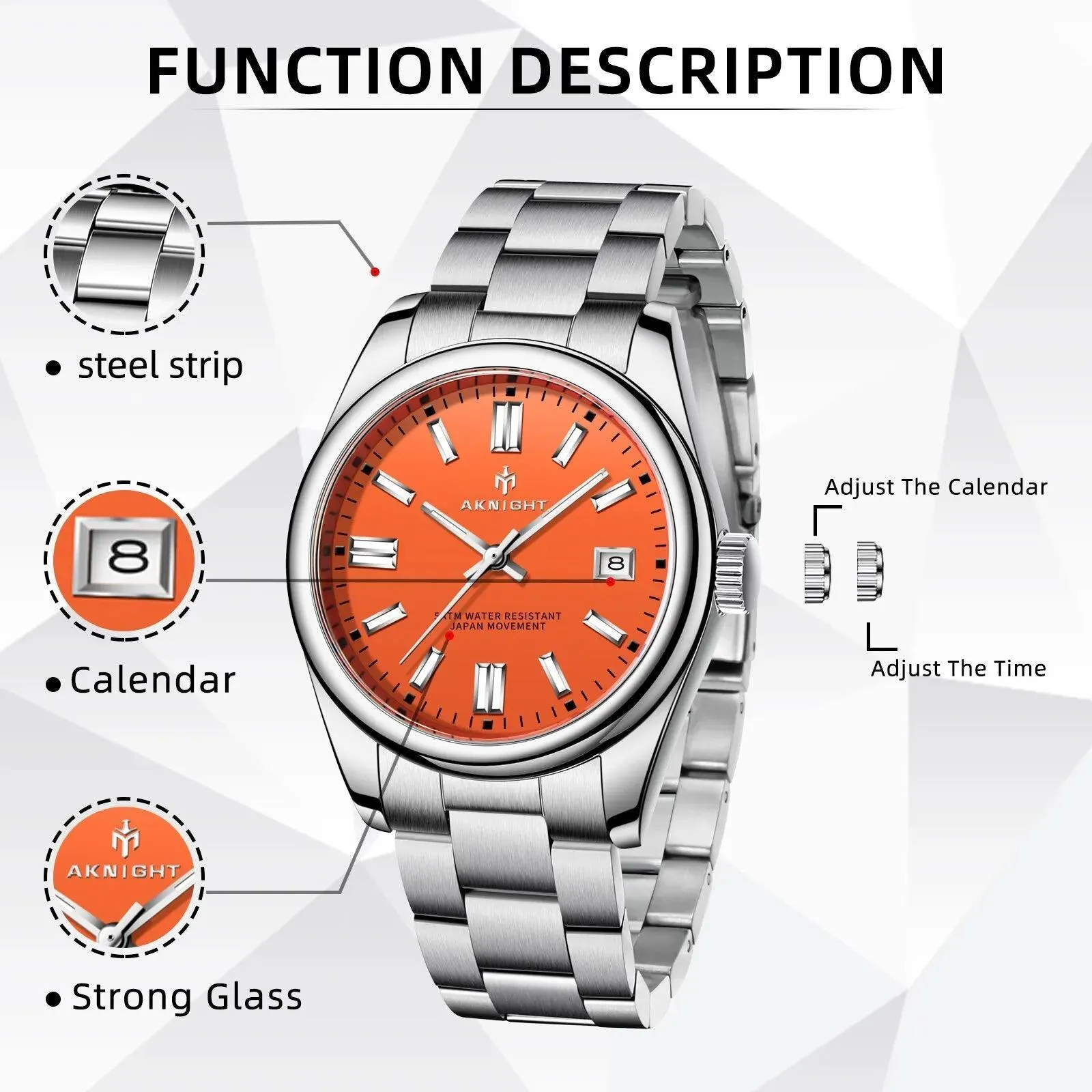 Waterproof Chronograph Watch: Stylish Timepiece with Stainless Steel Band