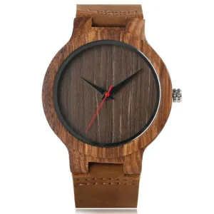 Wooden Watch With Soft Leather Strap For Men